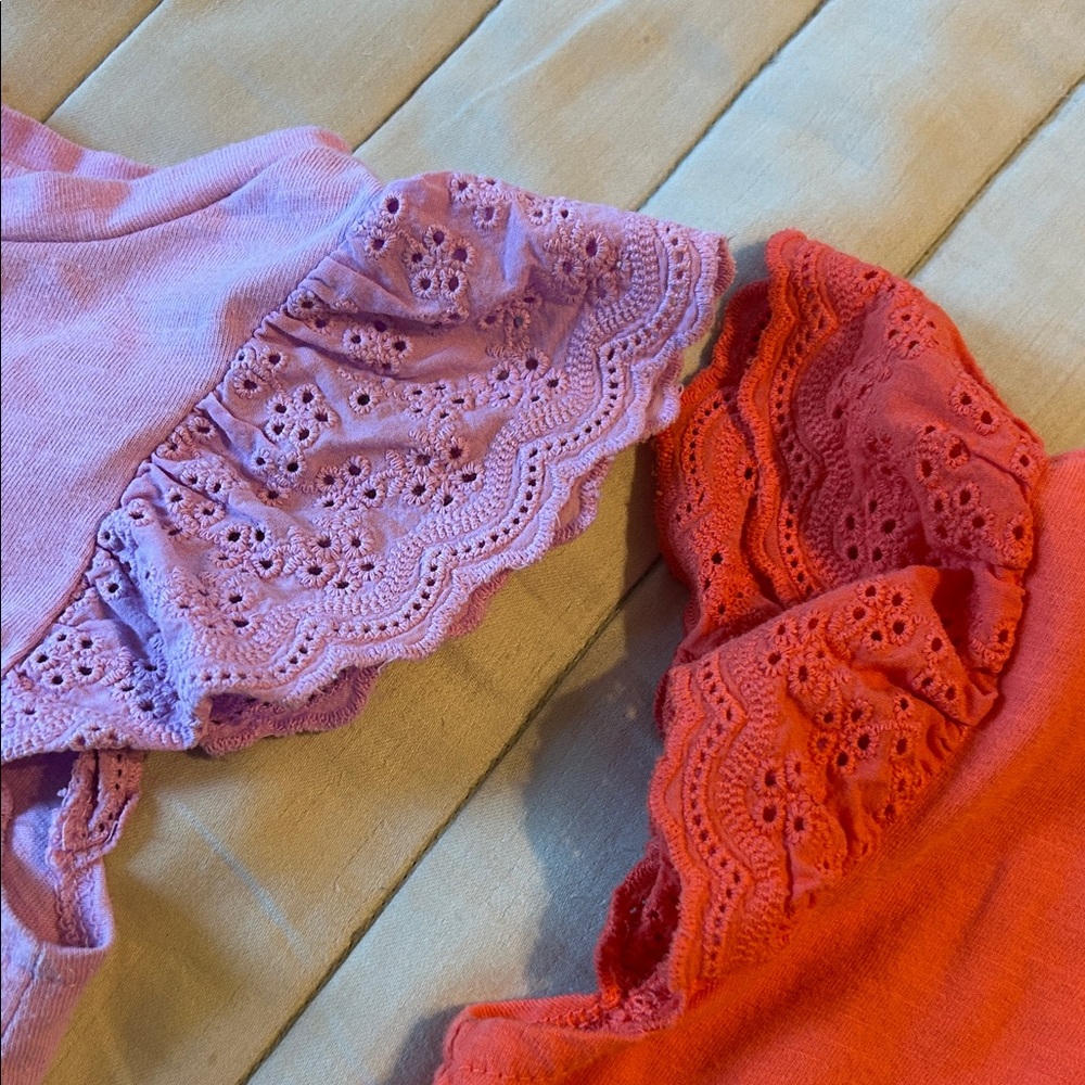 Cat & Jack Flutter Sleeve Tops - Light Pink & Bright Orange - Picture 4 of 4